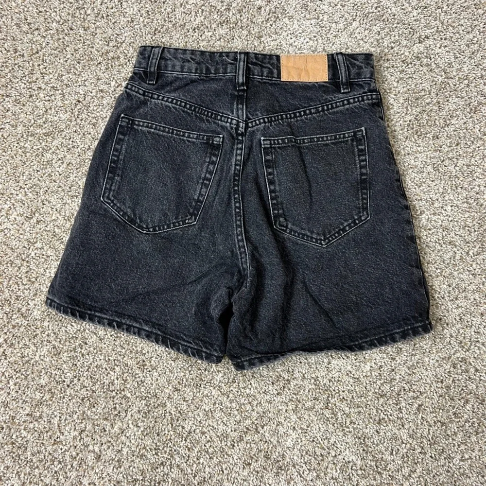 Zara Womens High Waisted Denim Shorts Washed Black Size 2 25W